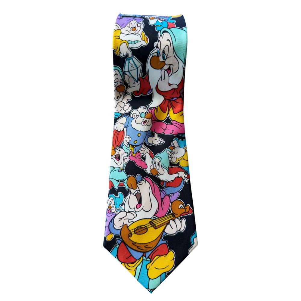 Vintage Disney Seven Dwarfs Silk Tie Balancine Snow White Multi‎ Color Mens